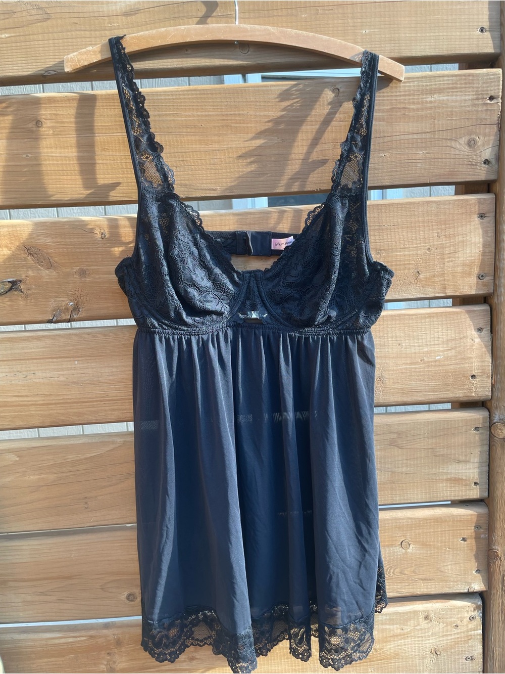 La Vie En Rose Black Lace Babydoll Chemise